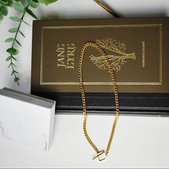 NEW 18K Gold Got u toggled in clavicle chain necklace - Picture 3 of 7